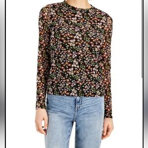 INC International Concepts Like New Floral Mesh Top
